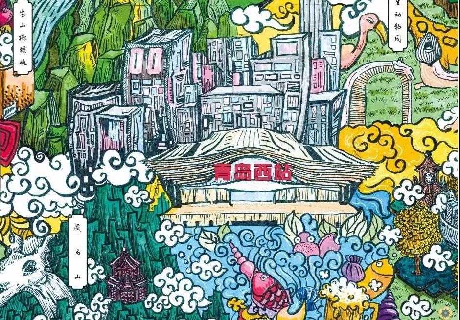 惊艳！黄海学生手绘西海岸旅游地图，亮眼设计引来媒体采访